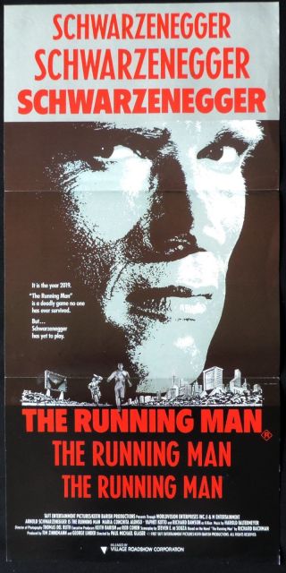 The Running Man Daybill Movie Poster Arnold Schwarzenegger Jim Brown