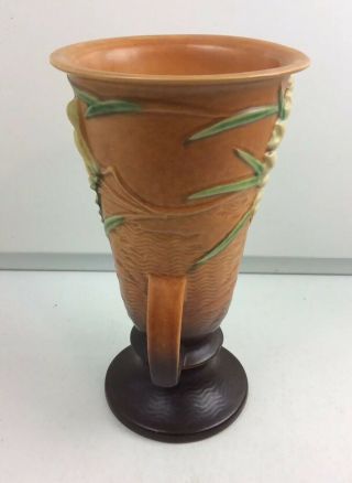 Vintage Roseville U.  S.  A 125 10” Freesia Orange And Brown Vase GUC Chip In Rim 2