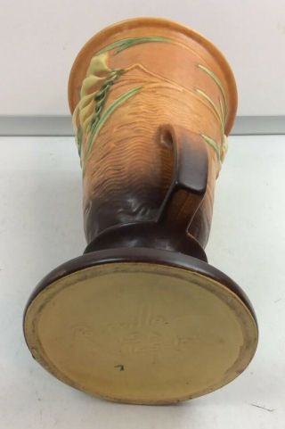 Vintage Roseville U.  S.  A 125 10” Freesia Orange And Brown Vase GUC Chip In Rim 8