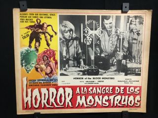 1970 Horror Of The Blood Monsters Horror Authentic Mexican Lobby Card Art 16 " X12