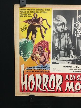 1970 HORROR OF THE BLOOD MONSTERS Horror Authentic Mexican Lobby Card Art 16 