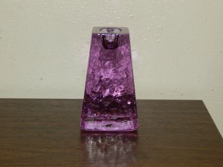 Rare Signed Fire & Light Recycled Purple Glass Arcata California Candle Holder