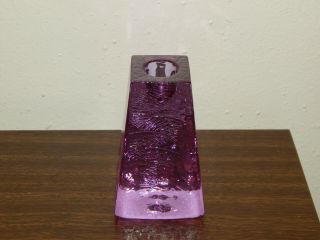 RARE SIGNED FIRE & LIGHT RECYCLED PURPLE GLASS ARCATA CALIFORNIA CANDLE HOLDER 4