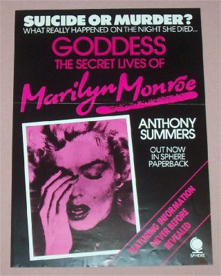 Marilyn Monroe - Rare Uk Book Promo Poster “goddess” Anthony Summers 1986