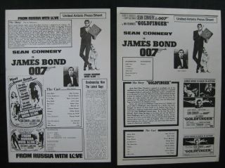 From Russia With Love / Goldfinger Australian Press Sheet James Bond Connery 007