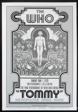 Tommy 1970 Broadway Show Full Size Poster Artist Edit Hand - Signed David Byrd