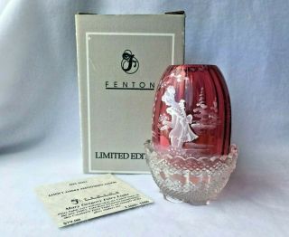 Mary Gregory Fenton Fairy Lamp Ruby Red Cranberry Girl