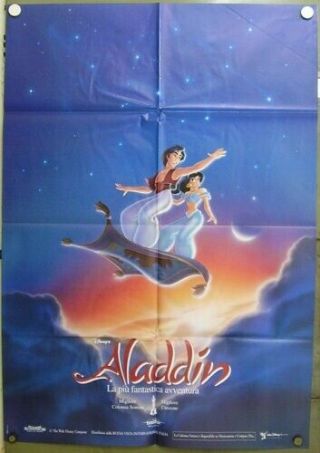 2cw36 Aladdin Walt Disney Orig 2sh Poster Italy