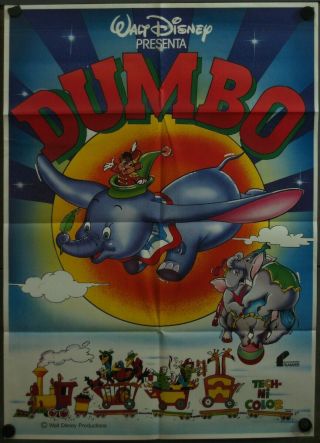 Vy33 Dumbo Walt Disney Rare 1sh Spanish Poster