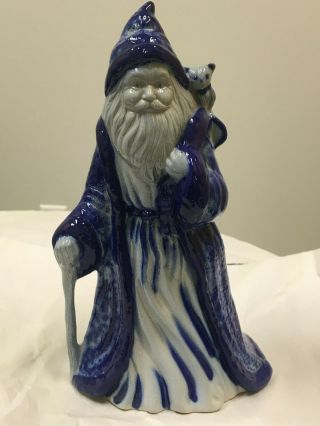 10 " Tall Santa Figurine Eldreth Pottery Salt Glazed.