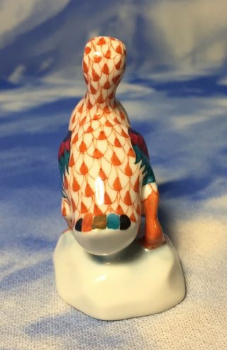 Adorable Herend Rust Fishnet “Duck” Miniature Porcelain Bird Figurine 5022 EUC 4