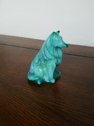 Mosser Glass Collie/sheltie Turquoise Glass Dog Figurine