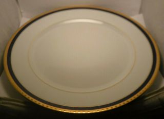 Tiffany & Co.  Limoges France China Blue Band & Gold Dinner Plate 10 7/8 "