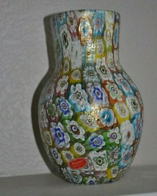 Vintage Murano Art Glass Vase - 8 " Tall Multi Color