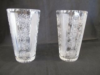 Large Sklo Czechoslavia Unique Hand Cut 24 Lead Crystal Vases