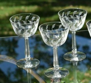 Vintage Etched Cocktail Glasses,  Set of 6,  Wedding Toasting Champagne Coupes 3