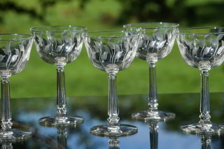 Vintage Etched Cocktail Glasses,  Set of 6,  Wedding Toasting Champagne Coupes 5