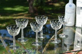 Vintage Etched Cocktail Glasses,  Set of 6,  Wedding Toasting Champagne Coupes 8