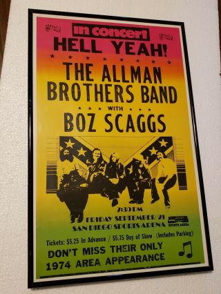 Framed Vintage Allman Brothers Band 1974 Wall Art Poster Gregg Classic Rock 70 