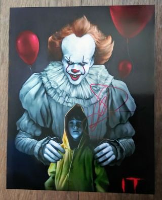 Bill Skarsgard " Autographed Hand Signed " 8x10 Photo - It Movie Pennywise Clown