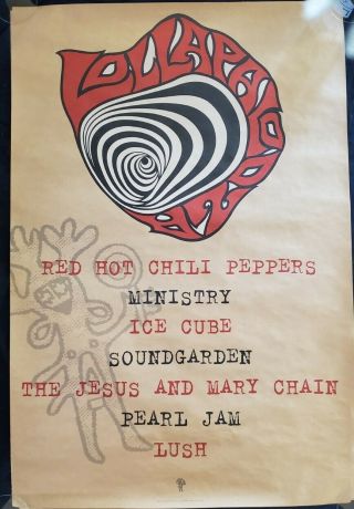 Lollapalooza Rare Tour Poster - 1992 Rhcp/soundgarden/ice Cube/ Pearl Jam