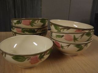 7 Franciscan Desert Rose Footed Oatmeal Cereal 5 1/2 Inch Bowls England
