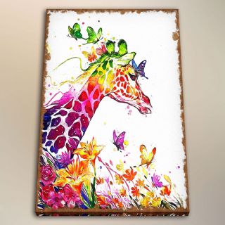 Print Modern Kindergarten Decor Giraffe Canvas Art Watercolor Painting 24x32