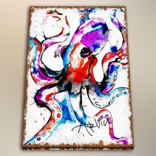 Modern Watercolor Painting Wall Art Room Decor Hd Print Octopus On Canvas 24x32