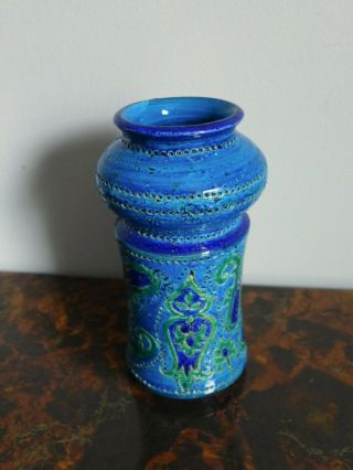 Bitossi Rimini Blue Paisley Pottery Vase Rosenthal Netter Italy Mid Century Mode