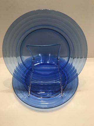 Rare Set Of 2 Hazel Atlas Cobalt Blue Moderntone 10 - 1/2 " Sandwich Plates