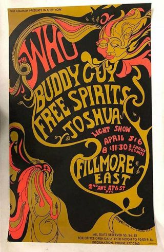 The Who Buddy Guy Fillmore East 1968 Concert Poster Limited Ships