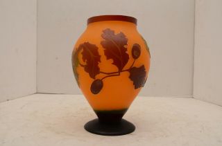 Vintage art nouveau Cameo Art Glass Vase with Flowers orange black 4