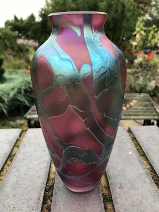 Vintage Okra Art Glass Vase C Late 90s Richard Golding
