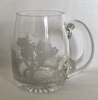 Queen Lace Crystal American Wildlife Cut Etched Glass Beer Mug Rabbit Germany