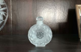 Lalique Dahlia Crystal Perfume Bottle Flower Signed France Vtg W/stopper Flacon