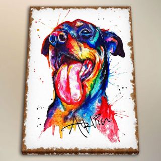 Canvas Art Print Watercolor Painting Colorful Rottweiler Rottie Home Decor 24x32