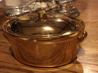 Vtg Hall China Golden Glo 100 With 22kt Gold Finish Covered Casserole With Lid