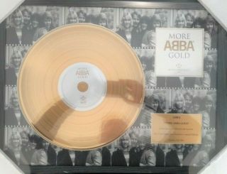 Limited Edition Abba Memorabilia - Framed 24k Gold Coated Disk - More Abba Gold