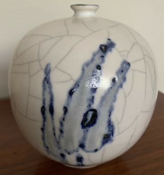 Vintage 70s Studio Pottery Stoneware Ceramic Vase Signed Mid Century Modern