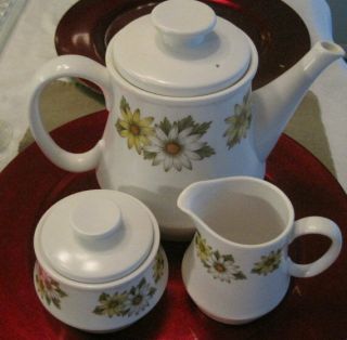 Noritake Vintage Daisy Tea Pot,  Creamer,  Sugar Bowl And Cups