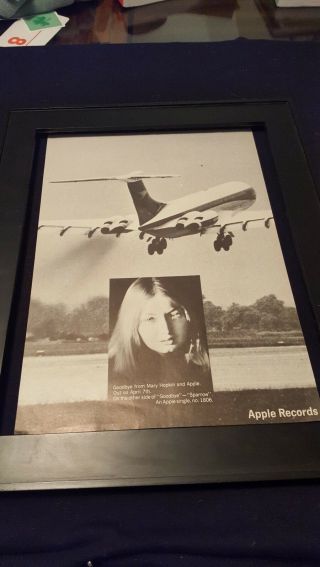 Mary Hopkin Goodbye Apple Records Rare Promo Poster Ad Framed