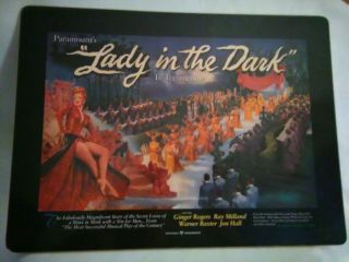 Rare Lady In The Dark Ginger Rogers Paramount Cork Board Movie Placemat,  Vintage