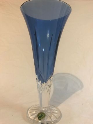 Waterford Lismore Crystal Sapphire Blue Footed Vase 9 " Flared