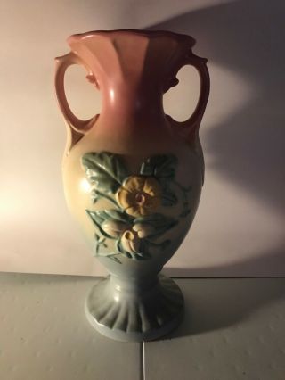 Vintage Hull Pottery Large Vase Wild Flower W/ Handles W17 - 12 1/2 " Great Cond