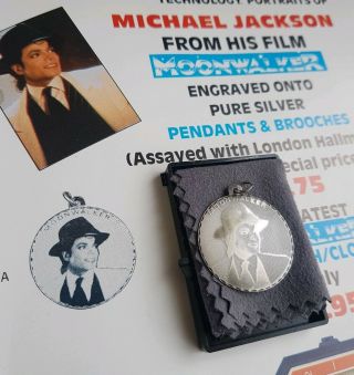 Michael Jackson 1988 Moonwalker Silver Laser Engraved Pendant Vintage