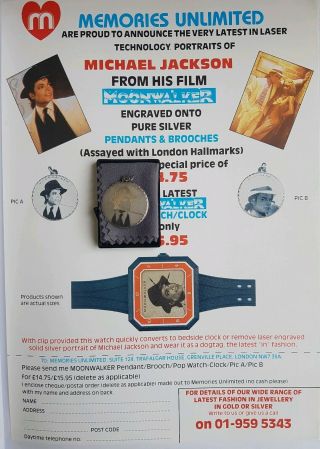 Michael Jackson 1988 Moonwalker silver laser engraved pendant vintage 3