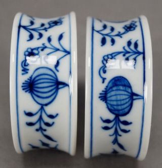 20th Century Meissen Hand Painted Blue Onion Porcelain Napkin Rings