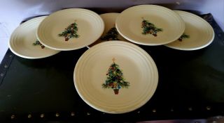 Fiesta Homer Laughlin Christmas Tree 9 " Luncheon Plates,  Set Of 6,  Holiday