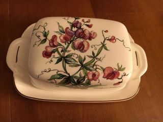 Villeroy & Boch Botanica Butter Dish Cream Cheese Covered Oversize Sweet Pea 7
