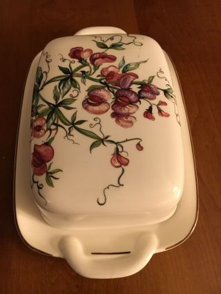 Villeroy & Boch Botanica Butter Dish Cream Cheese Covered Oversize Sweet Pea 8